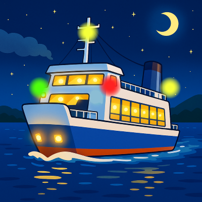 フェリーが夜に光をつけているのはなぜ？